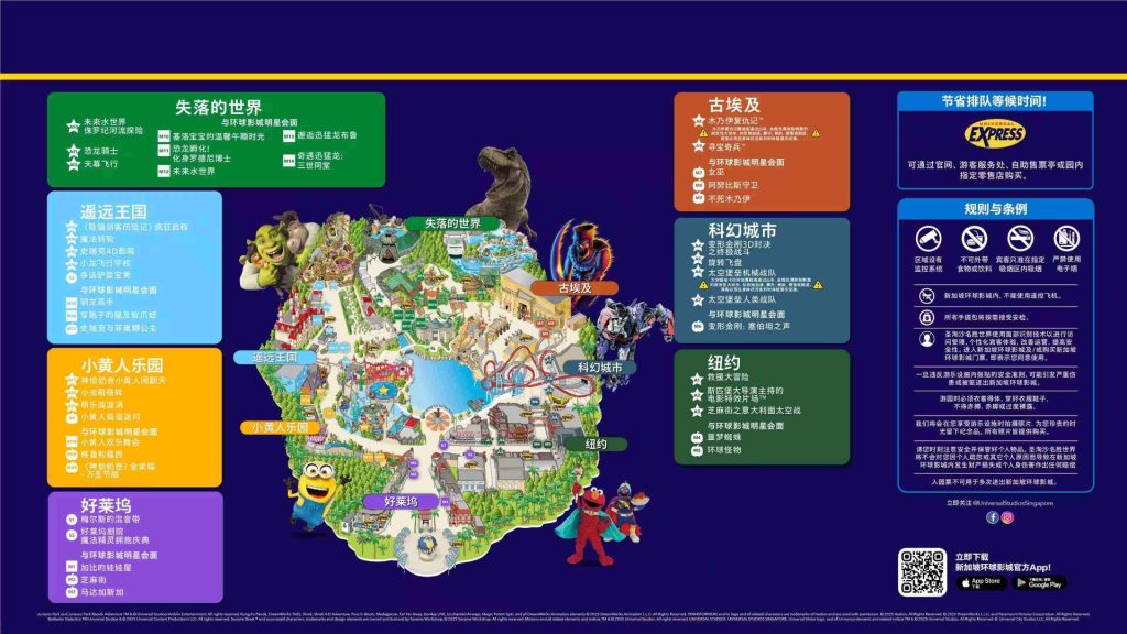 【新加坡環球影城】2025門票快速通關!開箱小小兵園區!7大園區亮點介紹! 8 新加坡環球影城地圖